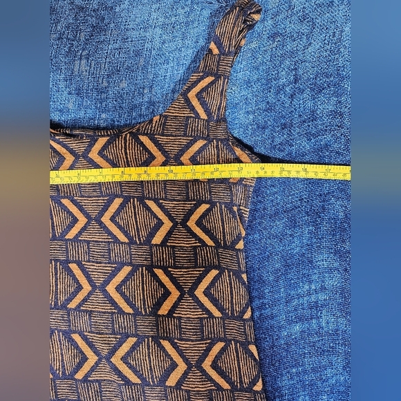 UO Staring at Stars Aztec Batik Geometric Pattern Dress Small Orange Navy Blue - Picture 3 of 7